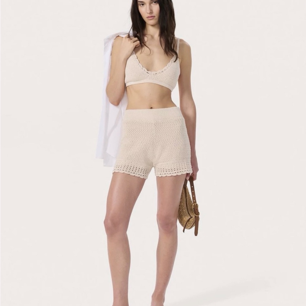 Rag & Bone Khloe Open Knit Long Shorts, Ivory